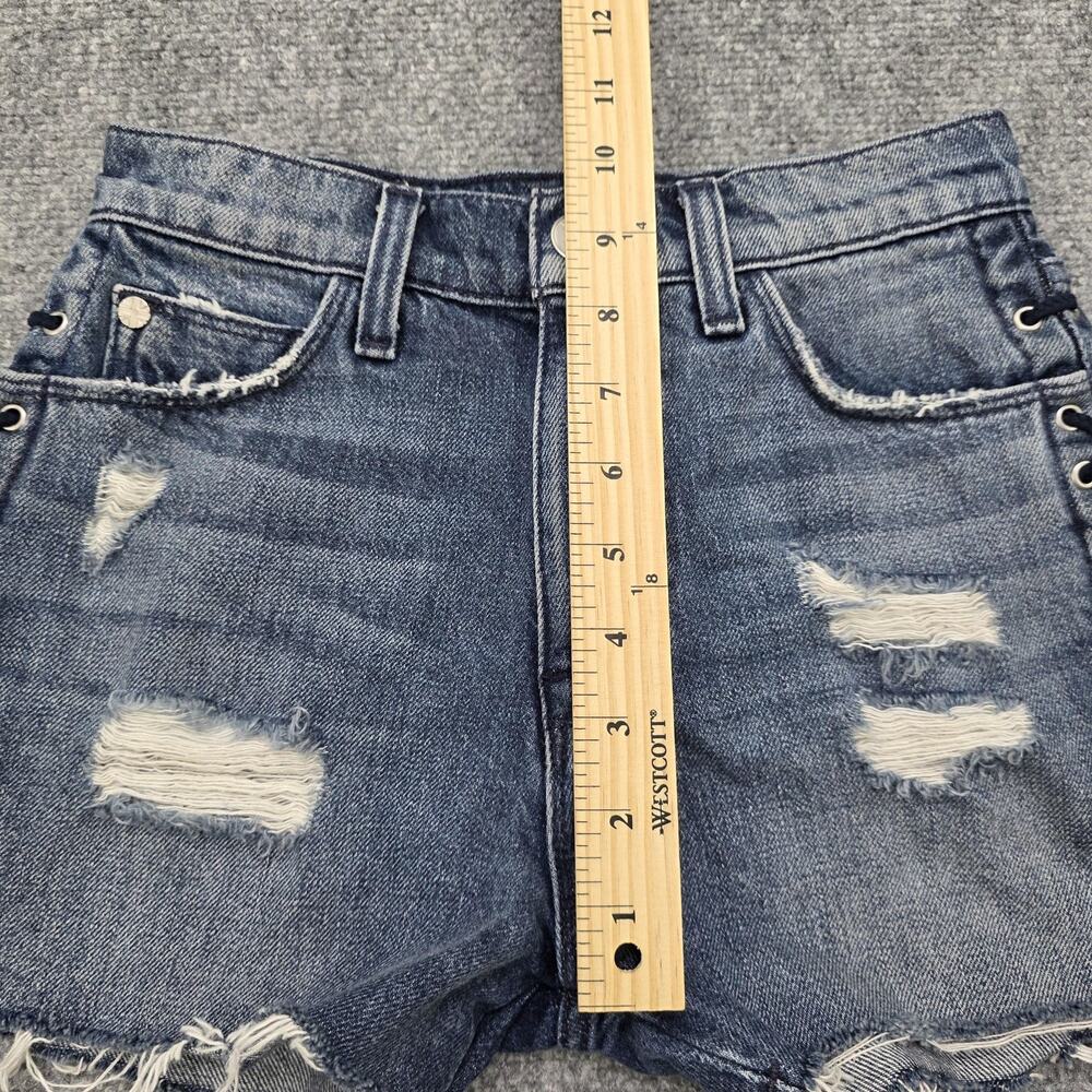 Hudson Jean Shorts Womens 23 Blue Sade Lace Up Cut Off Denim Distressed Mid Rise - Picture 7 of 16